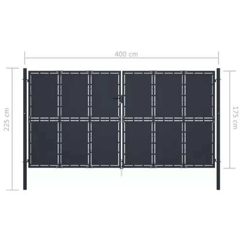  antracitszürke acél kertkapu 400 x 175 cm