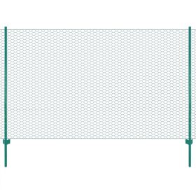  zöld acél drótkerítés tartóoszlopokkal 25 x 1,5 m