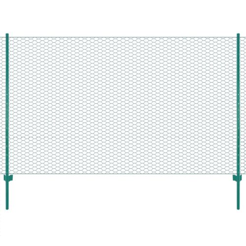  zöld acél drótkerítés tartóoszlopokkal 25 x 1,5 m