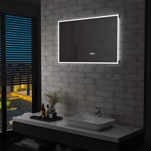  LED-es tükör érintésérzékelővel és időkijelzővel 100 x 60 cm