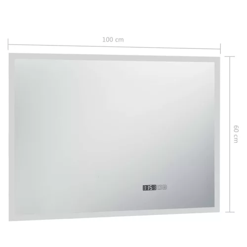  LED-es tükör érintésérzékelővel és időkijelzővel 100 x 60 cm