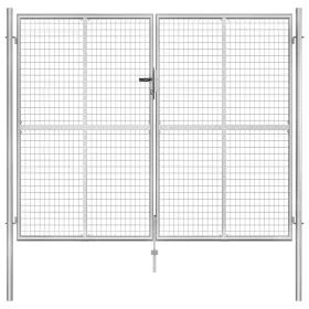  ezüstszínű horganyzott acél kertkapu 306 x 250 cm