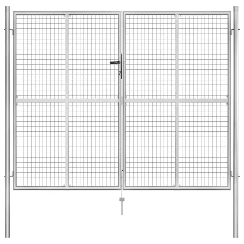  ezüstszínű horganyzott acél kertkapu 306 x 250 cm