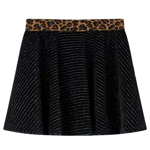 Fekete gyerekszoknya leopárdmintás derékpánttal 128