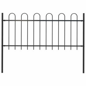  fekete hajlított tetejű acélkerítés 1,8 m