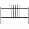  fekete lándzsahegy tetejű acélkerítés (0,5-0,75) x 1,7 m