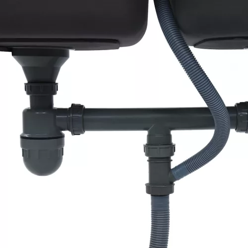  kétmedencés rozsdamentes acél mosogató szűrővel és szifonnal