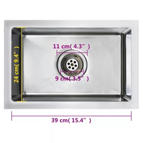  kézzel készített rozsdamentes acél konyhai mosogató