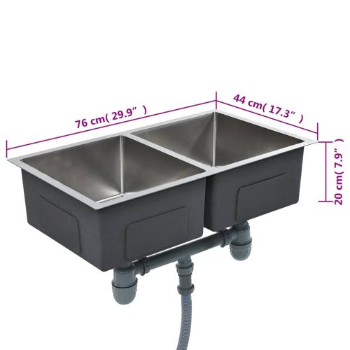  kézzel készített rozsdamentes acél konyhai mosogató