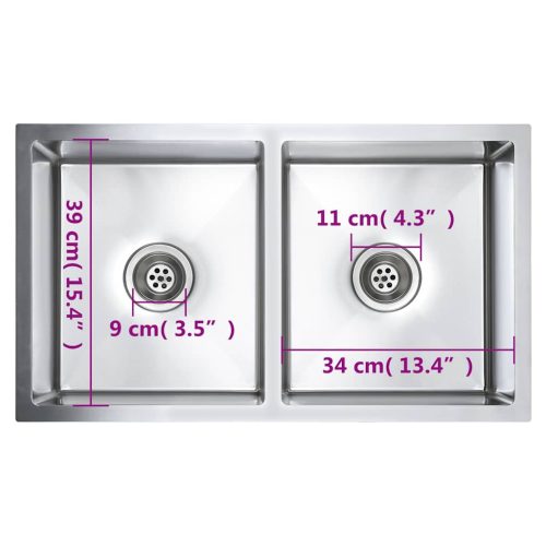 kézzel készített rozsdamentes acél konyhai mosogató