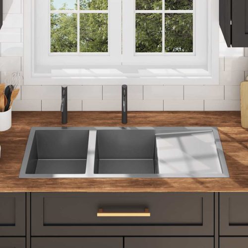  kézzel készített rozsdamentes acél konyhai mosogató