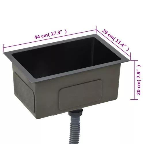  fekete kézzel készített rozsdamentes acél konyhai mosogató