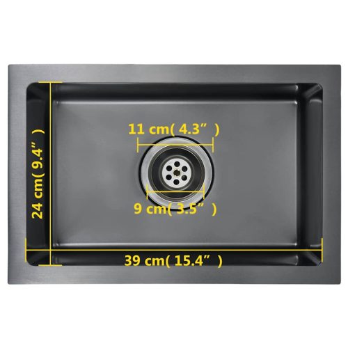  fekete kézzel készített rozsdamentes acél konyhai mosogató