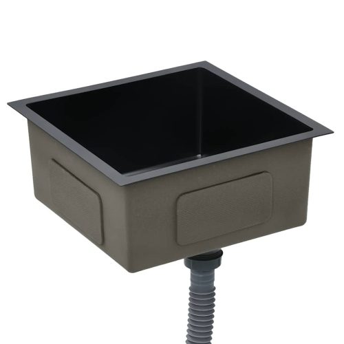  fekete kézzel készített rozsdamentes acél konyhai mosogató