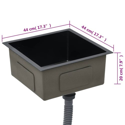  fekete kézzel készített rozsdamentes acél konyhai mosogató