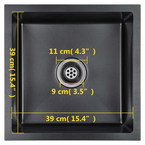  fekete kézzel készített rozsdamentes acél konyhai mosogató