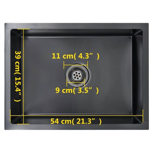  fekete kézzel készített rozsdamentes acél konyhai mosogató