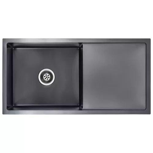  fekete kézzel készített rozsdamentes acél konyhai mosogató