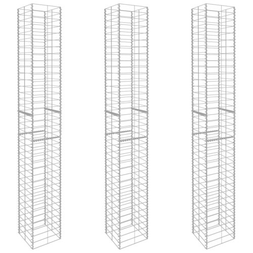  3 darab horganyzott acél gabion kosár 25 x 25 x 197 cm