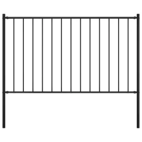    fekete porszórt acél kerítéspanel oszlopokkal 1,7 x 1,25 m