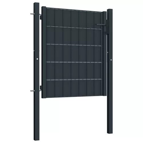  antracitszürke PVC és acél kerítéskapu 100 x 81 cm  