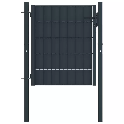  antracitszürke PVC és acél kerítéskapu 100 x 101 cm  