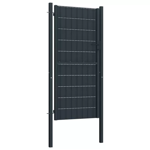 antracitszürke PVC és acél kerítéskapu 100 x 124 cm