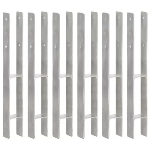  6 db ezüstszínű horganyzott acél kerítéshorgony 7 x 6 x 60 cm