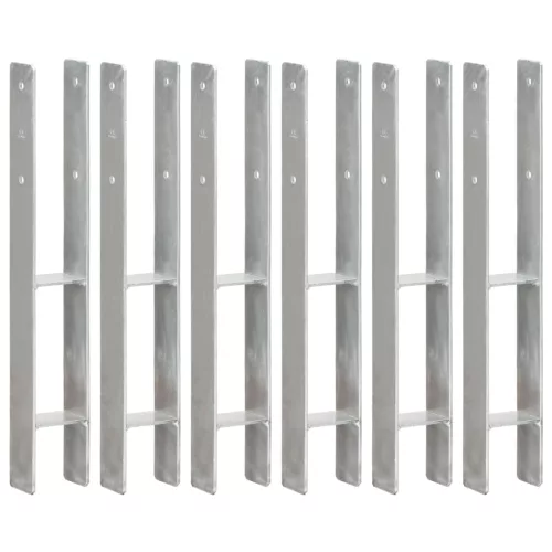  6 db ezüstszínű horganyzott acél kerítéshorgony 8 x 6 x 60 cm