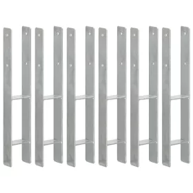    6 db ezüstszínű horganyzott acél kerítéshorgony 9 x 6 x 60 cm