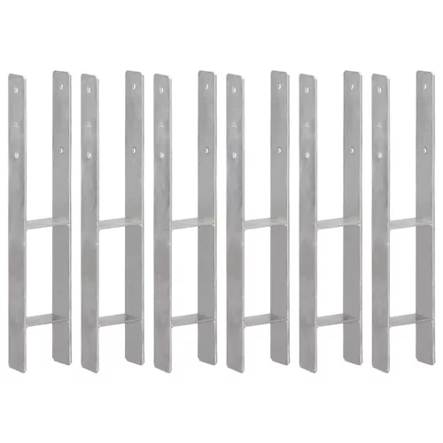  6 db ezüstszínű horganyzott acél kerítéshorgony 10 x 6 x 60 cm