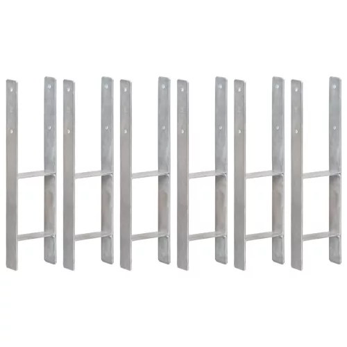 6 db ezüstszínű horganyzott acél kerítéshorgony 14 x 6 x 60 cm