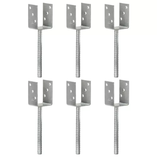  6 db ezüstszínű horganyzott acél kerítéshorgony 7 x 6 x 30 cm