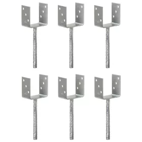    6 db ezüstszínű horganyzott acél kerítéshorgony 10 x 6 x 30 cm