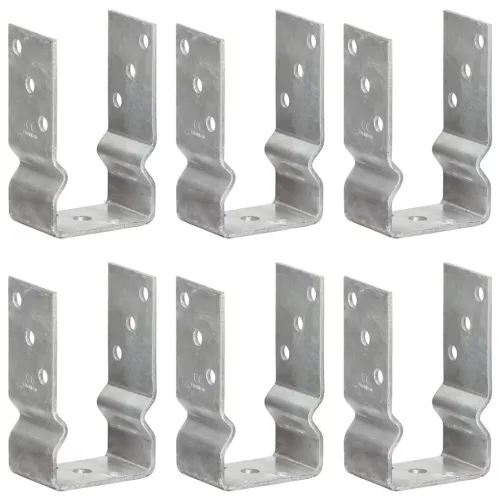  6 db ezüstszínű horganyzott acél kerítéshorgony 8 x 6 x 15 cm