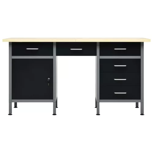  fekete acél munkapad 160 x 60 x 85 cm