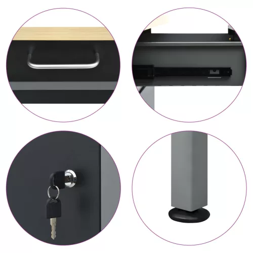  fekete acél munkapad 160 x 60 x 85 cm