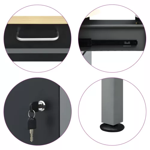  fekete acél munkapad 160 x 60 x 85 cm