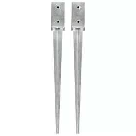    2 db ezüstszínű horganyzott acél kerítéstüske 7 x 7 x 75 cm