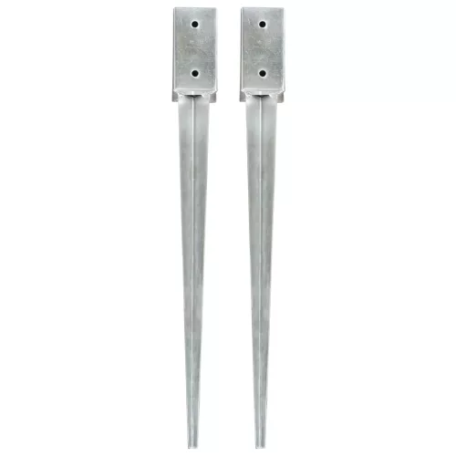  2 db ezüstszínű horganyzott acél kerítéstüske 7 x 7 x 75 cm