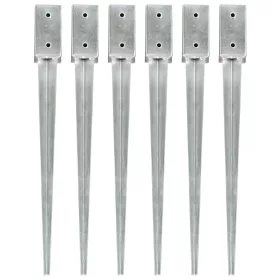    6 db ezüstszínű horganyzott acél kerítéstüske 7 x 7 x 75 cm