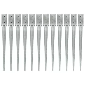    12 db ezüstszínű horganyzott acél kerítéstüske 7 x 7 x 75 cm