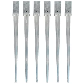    6 db ezüstszínű horganyzott acél kerítéstüske 7 x 7 x 90 cm