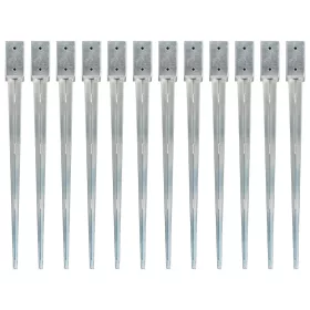    12 db ezüstszínű horganyzott acél kerítéstüske 7 x 7 x 90 cm