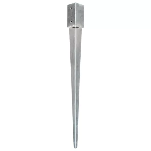  12 db ezüstszínű horganyzott acél kerítéstüske 7 x 7 x 90 cm