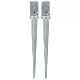    2 db ezüstszínű horganyzott acél kerítéstüske 8 x 8 x 76 cm