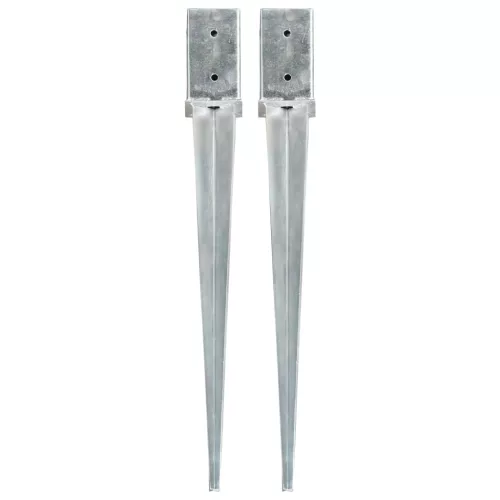  2 db ezüstszínű horganyzott acél kerítéstüske 8 x 8 x 76 cm