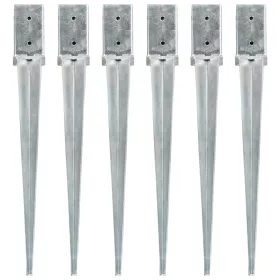    6 db ezüstszínű horganyzott acél kerítéstüske 8 x 8 x 76 cm