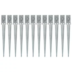    12 db ezüstszínű horganyzott acél kerítéstüske 8 x 8 x 76 cm