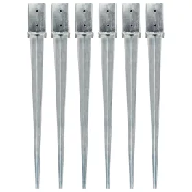    6 db ezüstszínű horganyzott acél kerítéstüske 8 x 8 x 91 cm